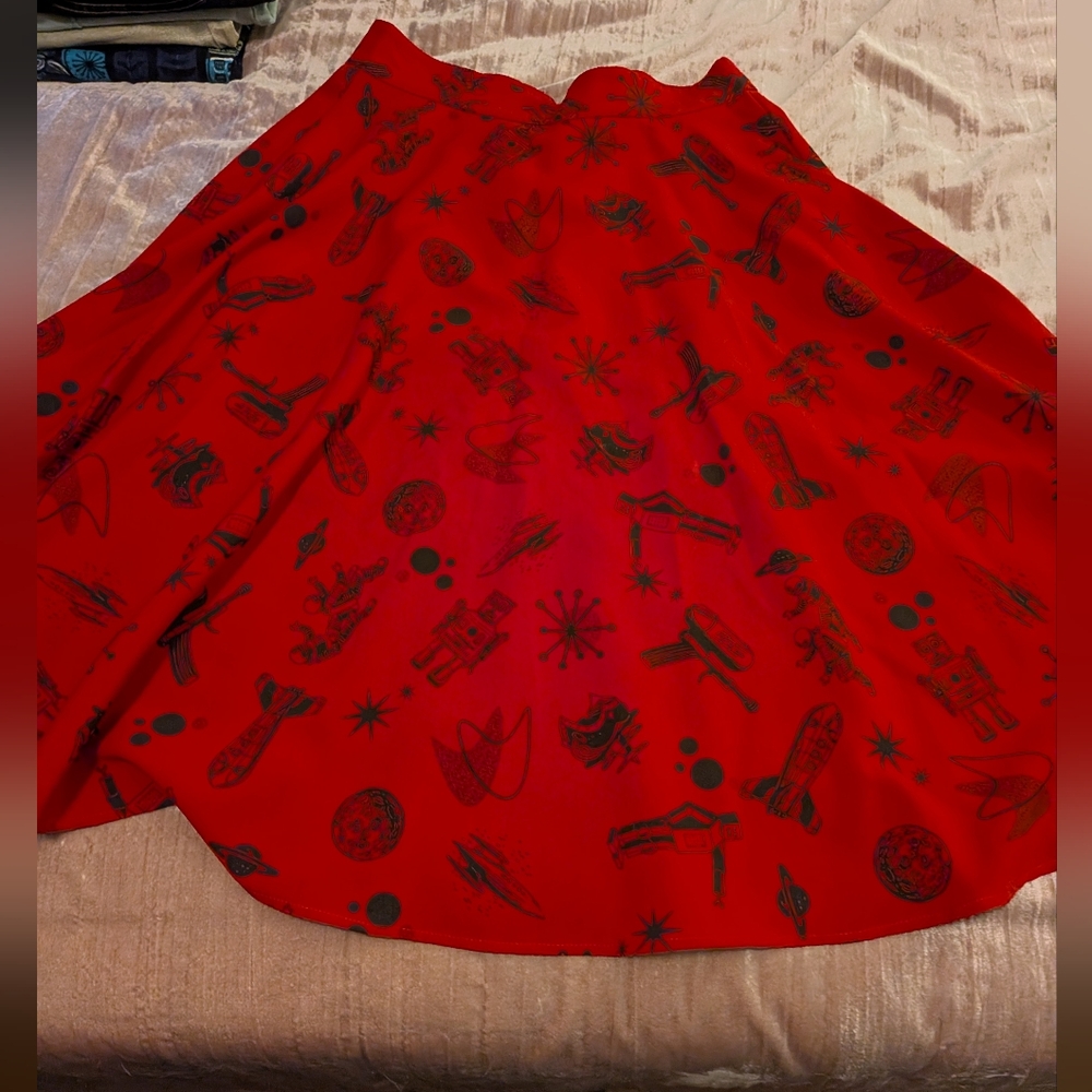 Red Patterned Women's Skirt